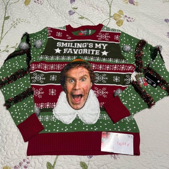 ELF Will Ferrell Ugly Christmas Light Up Sweater NWT - Sz Medium - Picture 1 of 5